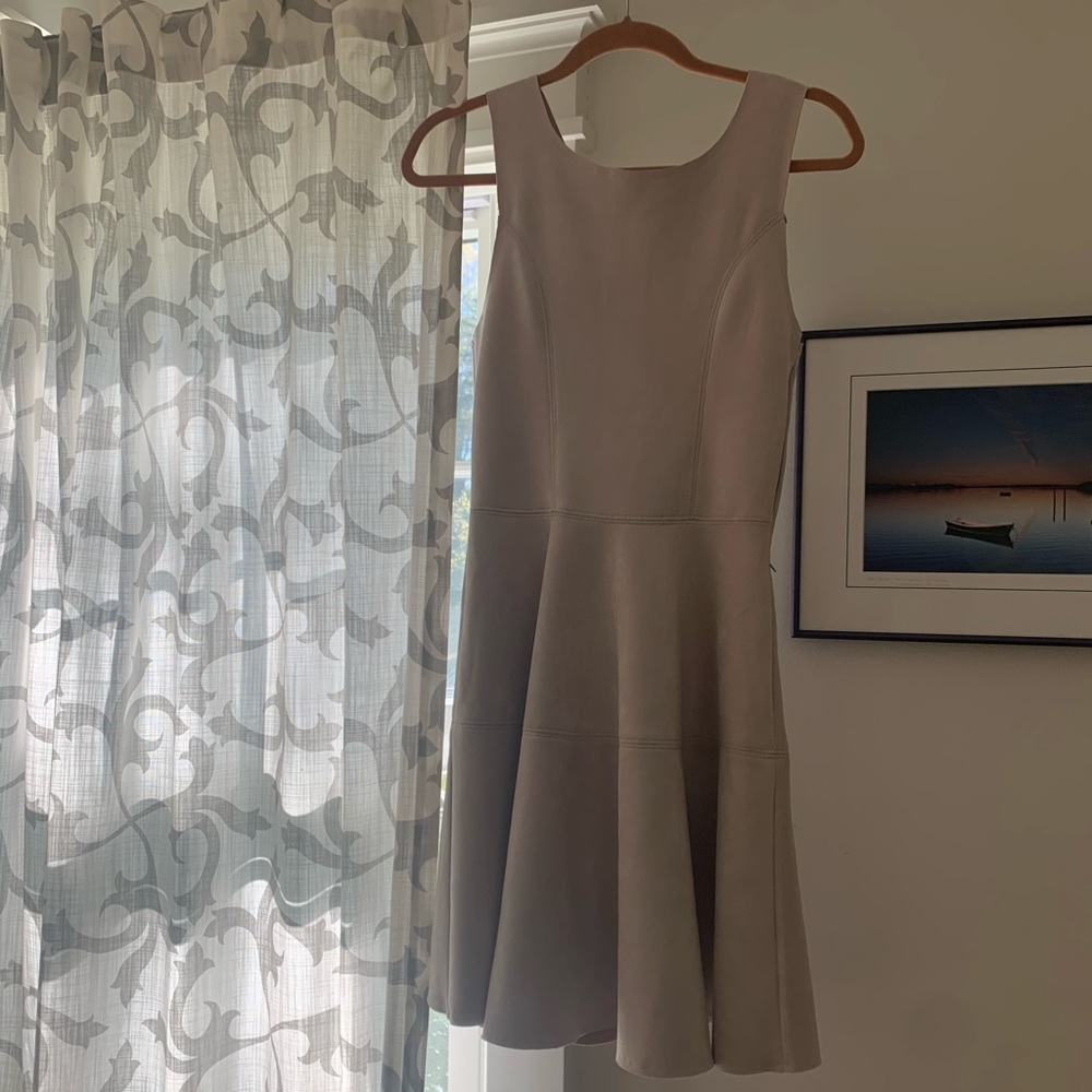 Faux suede beige mini dress